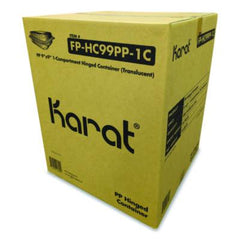 Karat® Polypropylene Plastic Hinged Container, 9.35 x 9.22 x 3.17, Clear, Plastic, 50/Pack, 4 Packs/Carton