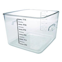 Rubbermaid® Commercial Square Storage Container, 12 qt, 10.5 x 11.31 x 7.75, Clear, Plastic Storage Food Containers - Office Ready