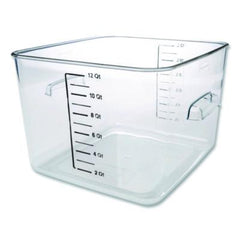 Rubbermaid® Commercial Square Storage Container, 12 qt, 10.5 x 11.31 x 7.75, Clear, Plastic