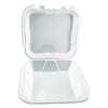Plastifar Foam Hinged Lid Containers, 9 x 10 x 3, White, Foam, 200/Carton Takeout Food Containers - Office Ready