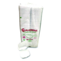 Plastifar Foam Hinged Lid Containers, 6 x 6 x 3, White, Foam, 500/Carton Takeout Food Containers - Office Ready