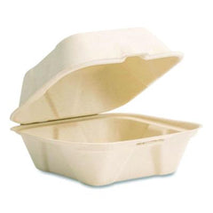 Vegware™ Nourish Molded Fiber Takeout Containers, Compostable, 5.9 x 5.9 x 2.9, White, Sugarcane, 400/Carton