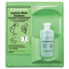 Honeywell Saline Eye Wash Wall Station, 16 oz Bottle, 1 Bottle/Station