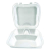 Plastifar Foam Hinged Lid Containers, 3-Compartment, 9 x 10 x 3, White, Foam, 200/Carton Takeout Food Containers - Office Ready