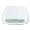 Plastifar Foam Hinged Lid Containers, 3-Compartment, 9 x 10 x 3, White, Foam, 200/Carton Takeout Food Containers - Office Ready