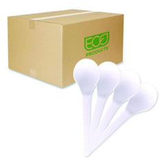 Eco-Products® Plantware Compostable Soup Spoon, Heavyweight, Plastic, White, 50/Pack, 20 Packs/Carton