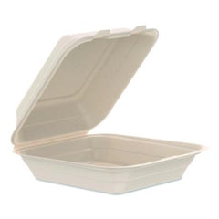 Dart® Compostable Fiber Hinged Trays, ProPlanet Seal, 8.65 x 7.94 x 2.98, Natural, 200/Carton