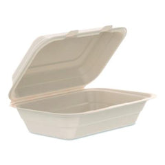 Dart® Compostable Fiber Hinged Trays, ProPlanet Seal, 6.41 x 9.22 x 3, Natural, 200/Carton