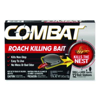 Combat® Roach Bait Insecticide, for Small and Large Roaches, 0.42 oz, 12 Bait Stations Insect Killer Baits & Traps - Office Ready