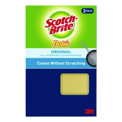 Scotch-Brite® Dobie™ All-Purpose Cleaning Pad, 4.3 x 2.6, 0.5" Thick, Yellow, 3/Pack, 8 Packs/Carton