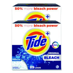 Tide® Plus Bleach Powder Laundry Detergent, HE Compatible, 80 Loads, Tide Original Scent, Powder, 129 oz Box, 2/Carton