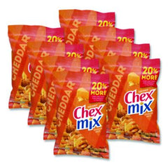 Chex Mix® Snacks, Cheddar, 4.5 oz Bag, 8/Carton
