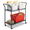 Safco® Wire Utility Cart, Metal, 2 Shelves, 400 lb Capacity, 43.75" x 19.25" x 40.5", Black General Utility Carts - Office Ready