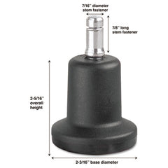 Master Caster® Bell Glides, Grip Ring Type B Stem, 2.19" x 2.31" Glide, Matte Black, 5/Set