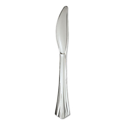 WNA Reflections Heavyweight Plastic Utensils, Reflections Design, Silver, 600/Carton Disposable Knives - Office Ready