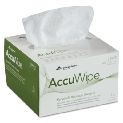 Georgia Pacific® Professional AccuWipe® Recycled Delicate Task Wipers, 1-Ply, 4.5 x 8.25, Unscented, White, 280/Box Delicate Task Wipes - Office Ready