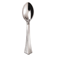 WNA Reflections Heavyweight Plastic Utensils, Reflections Design, Silver, 600/Carton Disposable Teaspoons - Office Ready