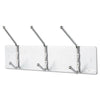 Safco® Coat Hooks, Three Ball-Tipped Double-Hooks, Metal, 18w x 3.75d x 7h, Satin Wall Hook Racks & Rails - Office Ready