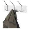 Safco® Coat Hooks, Three Ball-Tipped Double-Hooks, Metal, 18w x 3.75d x 7h, Satin Wall Hook Racks & Rails - Office Ready