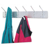 Safco® Coat Hooks, Six Ball-Tipped Double-Hooks, Metal, 36w x 3.75d x 7h, Satin Wall Hook Racks & Rails - Office Ready