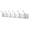 Safco® Coat Hooks, Six Ball-Tipped Double-Hooks, Metal, 36w x 3.75d x 7h, Satin Wall Hook Racks & Rails - Office Ready