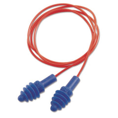 Howard Leight® by Honeywell AirSoft® Multiple-Use Earplugs, 27NRR, Red Polycord, Blue, 100/Box