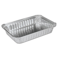 Handi-Foil of America® Aluminum Oblong Containers, Shallow, 1.5-lb Capacity, 6 x 8.59 x 1.25, Silver, 500/Carton Takeout Food Containers - Office Ready