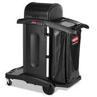 Rubbermaid® Commercial Executive High Security Janitorial Cleaning Cart, Plastic, 4 Shelves, 1 Bin, 23.1