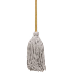Boardwalk® Cotton Deck Mop, #32 White Cotton Head, 50" Wood Handle, 6/Carton
