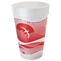 Dart® Horizon® Hot/Cold Foam Drinking Cups, 16 oz, Printed, Cranberry/White, 25/Bag, 40 Bags/Carton Hot/Cold Drink Cups, Foam - Office Ready