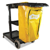 Impact® Janitorial Cart, Plastic, 3 Shelves, 1 Bin, 20.5" x 48" x 38", Yellow Janitorial Carts - Office Ready