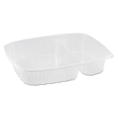 Dart® StayLock Clear Hinged Lid Containers, 3 Compartments, 8.6 x 9 x 3, Clear, Plastic, 100/Packs, 2 Packs/Carton