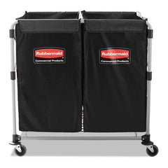 Rubbermaid® Commercial Collapsible X-Cart, Synthetic Fabric, 2.49 cu ft Bins, 24.1" x 35.7" x 34", Black/Silver