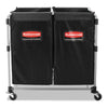 Rubbermaid® Commercial Collapsible X-Cart, Synthetic Fabric, 2.49 cu ft Bins, 24.1" x 35.7" x 34", Black/Silver Laundry/Liner Carts - Office Ready