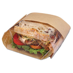 Bagcraft Dubl View Sandwich Bags, 9.5" x 5.75" x 2.75", Natural Brown/Clear, 500/Carton