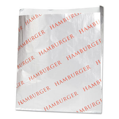 Bagcraft Foil Single-Serve Bags, Hamburger Labeling, 6