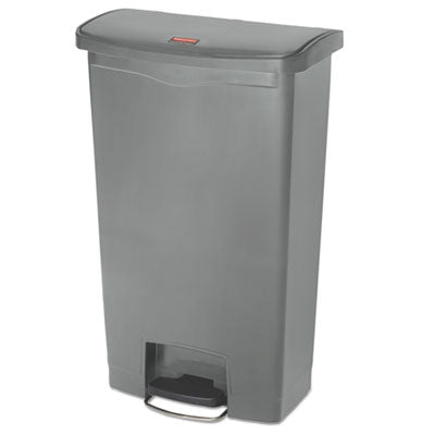 Rubbermaid® Commercial Slim Jim® Streamline® Resin Step-On Container, Front Step Style, 18 gal, Polyethylene, Gray Indoor All-Purpose Waste Bins - Office Ready