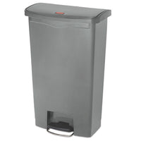 Rubbermaid® Commercial Slim Jim® Streamline® Resin Step-On Container, Front Step Style, 18 gal, Polyethylene, Gray Indoor All-Purpose Waste Bins - Office Ready