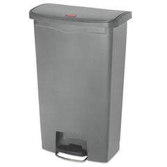 Rubbermaid® Commercial Slim Jim® Streamline® Resin Step-On Container, Front Step Style, 18 gal, Polyethylene, Gray