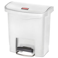 Rubbermaid® Commercial Slim Jim Streamline Resin Step-On Container, Front Step Style, 4 gal, Polyethylene, White Indoor All-Purpose Waste Bins - Office Ready