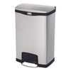 Rubbermaid® Commercial Slim Jim Stainless Steel Step-On Container, Front Step Style, 13 gal, Stainless Steel, Black Indoor All-Purpose Waste Bins - Office Ready