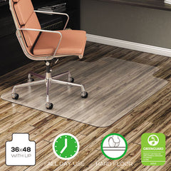 deflecto® EconoMat Non-Studded All Day Use Chair Mat for Hard Floors, Flat Packed, 36 x 48, Lipped, Clear
