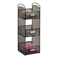 Safco® Onyx™ Breakroom Organizers, 3 Compartments, 6 x 6 x 18, Steel Mesh, Black Coffee Condiment Stations - Office Ready