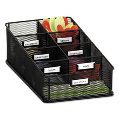 Safco® Onyx™ Breakroom Organizers, 7 Compartments, 16 x 8.5 x 5.25, Steel Mesh, Black