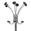 Alba™ Chromy Coat Stand, 12 Knobs, 16w x 16d x 70.5h, Chrome/Black Garment Trees & Stands - Office Ready