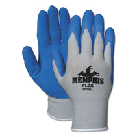 MCR™ Safety Flex Latex Gloves, Large, Blue/Gray, Dozen Work Gloves, Coated - Office Ready