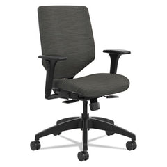 HON® Solve® Series Upholstered Back Task Chair, Supports Up to 300 lb, 17" to 22" Seat Height, Ink Seat/Back, Black Base