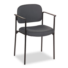 HON® VL616 Stacking Guest Chair with Arms, Fabric Upholstery, 23.25" x 21" x 32.75", Charcoal Seat, Charcoal Back, Black Base