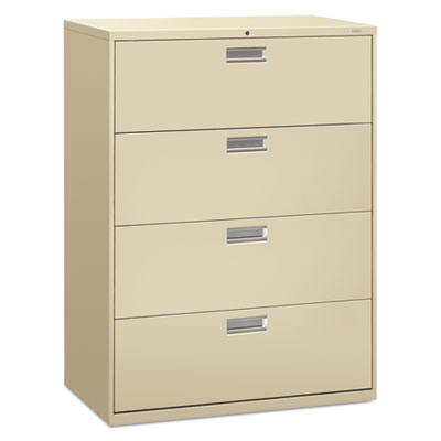 HON® Brigade® 600 Series Lateral File, 4 Legal/Letter-Size File Drawers, Putty, 42