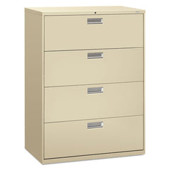 HON® Brigade® 600 Series Lateral File, 4 Legal/Letter-Size File Drawers, Putty, 42" x 18" x 52.5"